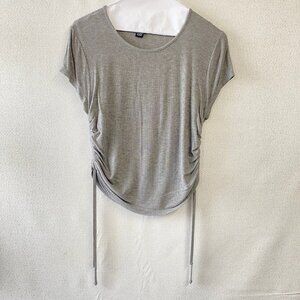 Rue21 Ladies Size XL Cap Sleeve Blouse Gray With Shoe String Ties on Sides